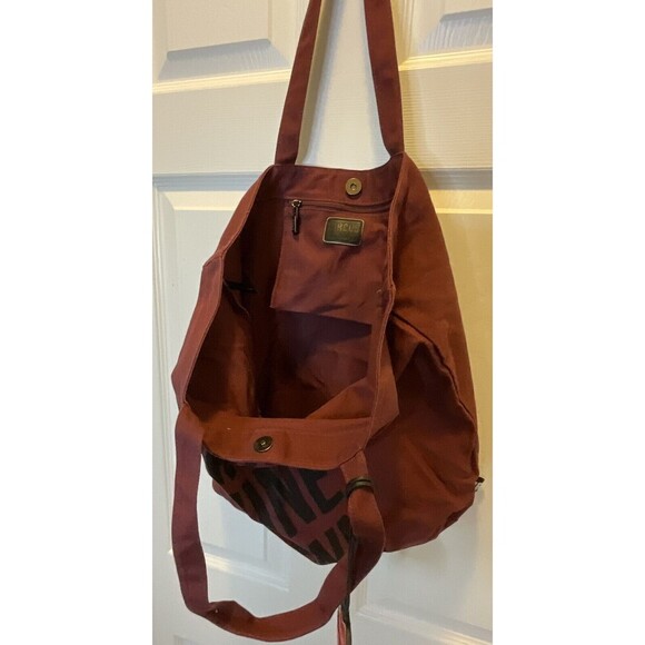Sam Edelman Circus Maroon Tote Bag Inside Zip Pocket Handle Button Closure 17x17 - Picture 4 of 7